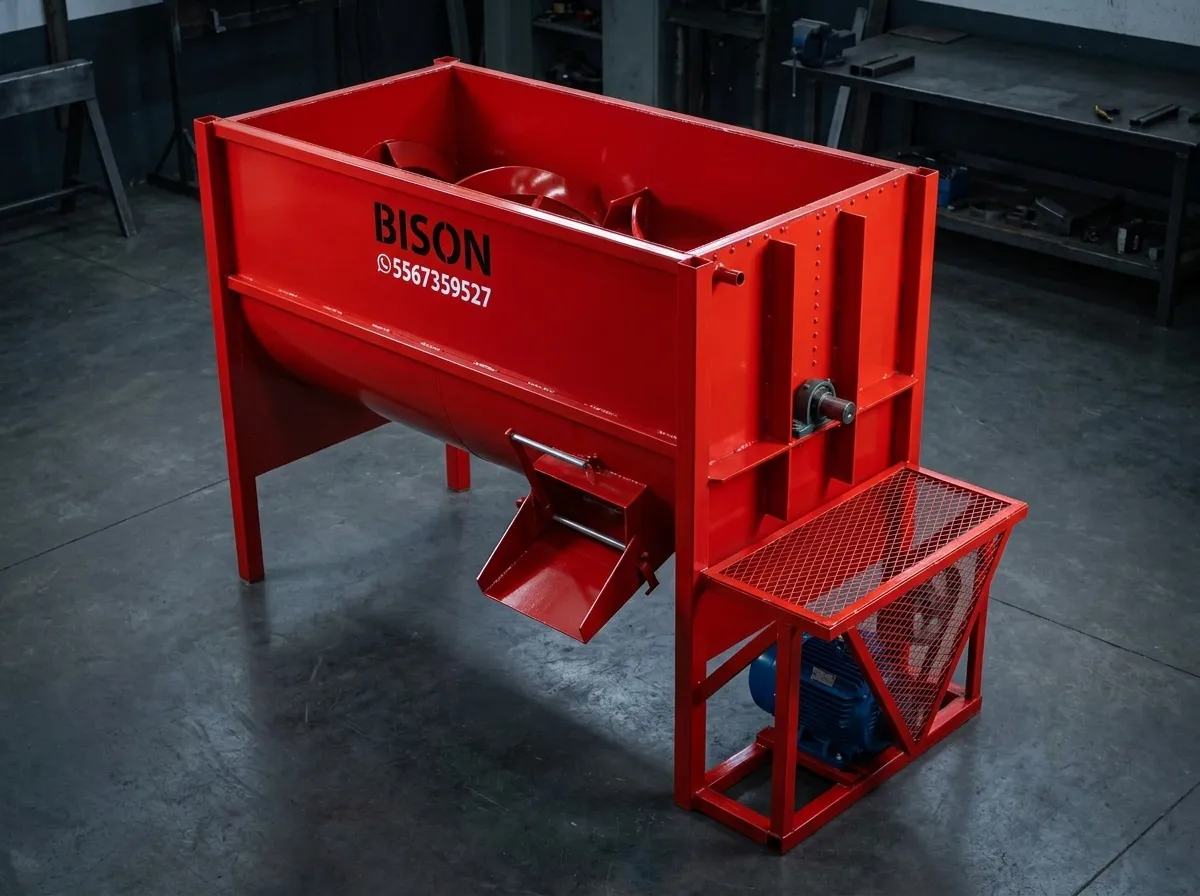 Revolvedora y mezcladora horizontal de alimento para ganado de 1 y 2 toneladas Grupo Bison Texcoco con doble cinta helicoidal
